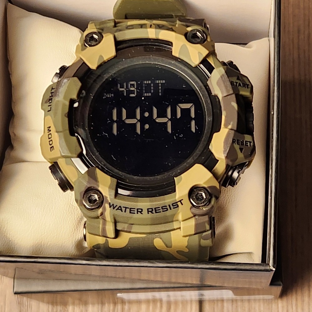 Activa Digital Watch Mens OS Green Camo ACW1968-001 Water Resistant Sport